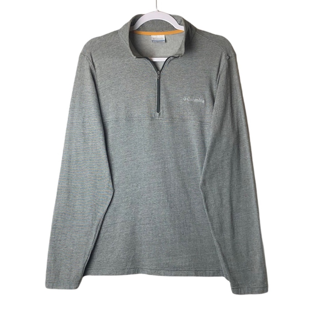Columbia 1/4 Zip Pullover Men's Gray Cotton Blend Lightweight Sweater Size Small